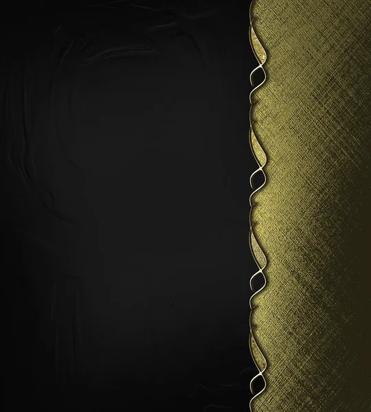 Fond noir abstrait et bords dorés avec garniture en or pour le design. Modèle de conception. Site de conception — Photo