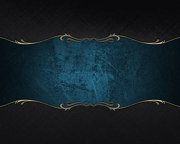 Svart bakgrund med en blå skylt med guld trim. formgivningsmall. design webbplats — Stockfoto
