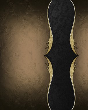 Altın trim ve siyah kurdele ile kahverengi zemin soyut tasarım şablonu. tasarım şablonu. Tasarım sitesi