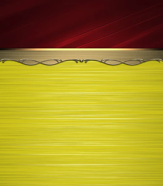 Astratto sfondo giallo con cut-out rosso con finiture in oro. Modello di design. Progettazione per sito — Foto Stock