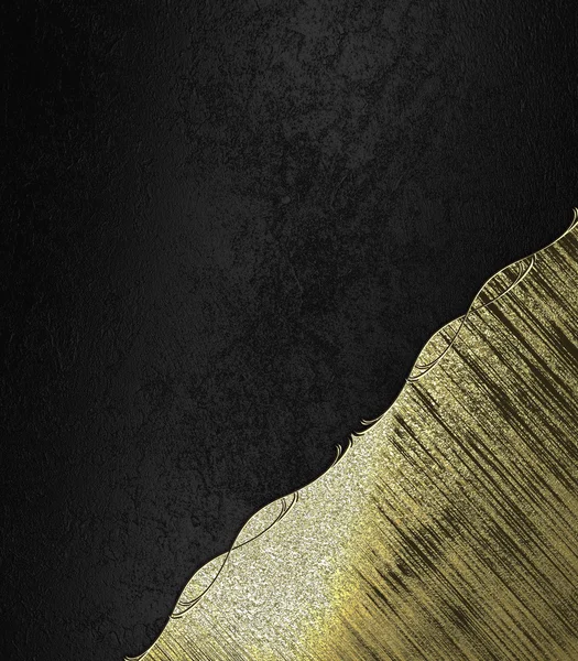Abstrakter schwarzer Hintergrund mit goldener Ecke mit Goldbesatz. Designvorlage. Entwurf für Standort — Stockfoto
