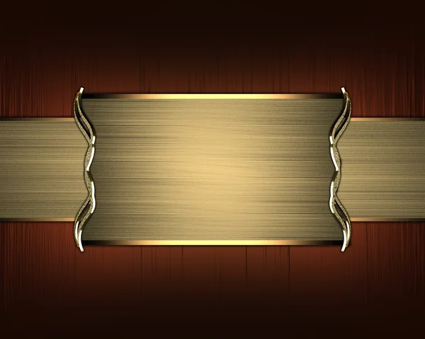 Grunge pared roja con placa de oro. Plantilla de diseño — Foto de Stock