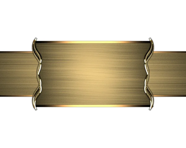 Gold nameplate with gold trim. Design template. Design site — Stock Photo, Image