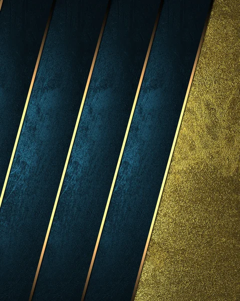 Abstrakter blauer Hintergrund mit Grunge-Gold mit blauen Bändern. Designvorlage. Designseite — Stockfoto