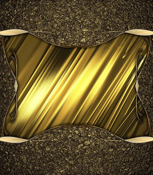 Abstracte achtergrond met goudkleurig zand met een gouden uitsparing met gouden rand. Ontwerpsjabloon. ontwerp site — Stockfoto