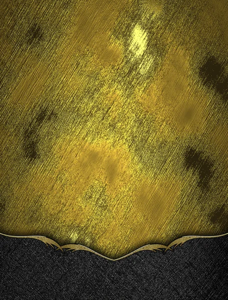 Alter goldener Hintergrund mit schwarzem Boden mit Goldbesatz. Designvorlage. Designseite — Stockfoto