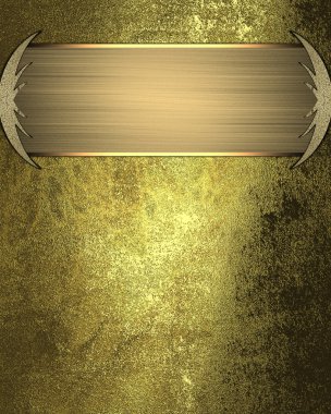 Grunge altın arka plan ile altın trim altın plaka ile. tasarım şablonu. Tasarım sitesi