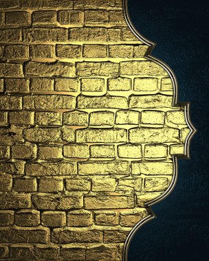 arka plan mavi kenar altın ile altın tuğla döşeme. tasarım şablonu. Tasarım sitesi