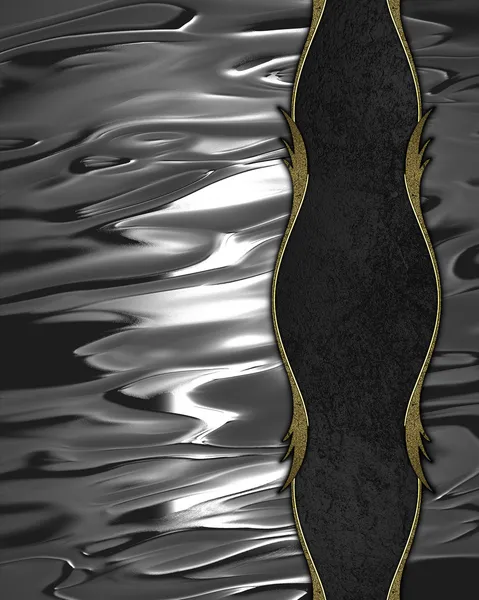 Fundo metálico abstrato com fita preta com guarnição dourada. Modelo de design. Local de projeto — Fotografia de Stock