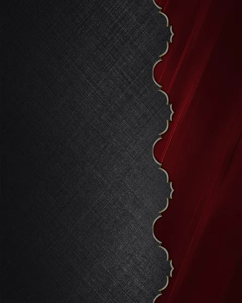 Texture noire avec bord rouge avec garniture dorée. Modèle de conception. Site de conception — Photo