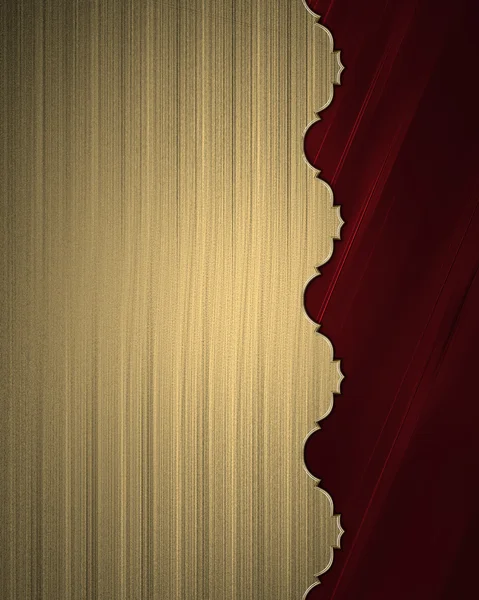 Goldene Textur mit rotem Rand mit Goldbesatz. Designvorlage. Designseite — Stockfoto