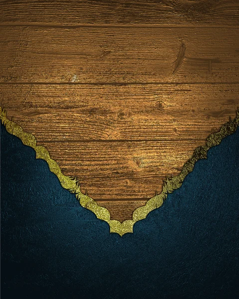 Абстрактный деревянный фон с синим пухом с золотой отделкой. Дизайн шаблона. Дизайн сайта — стоковое фото