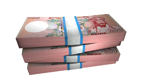 Illustration 500 Bushan Ngultrum Banknotes Money Stack White Background — 스톡 사진