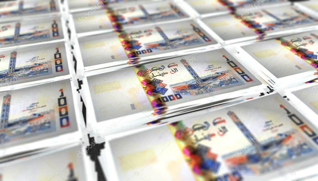 3D Illustration of 1000 Algeria Dinars Money Banknote