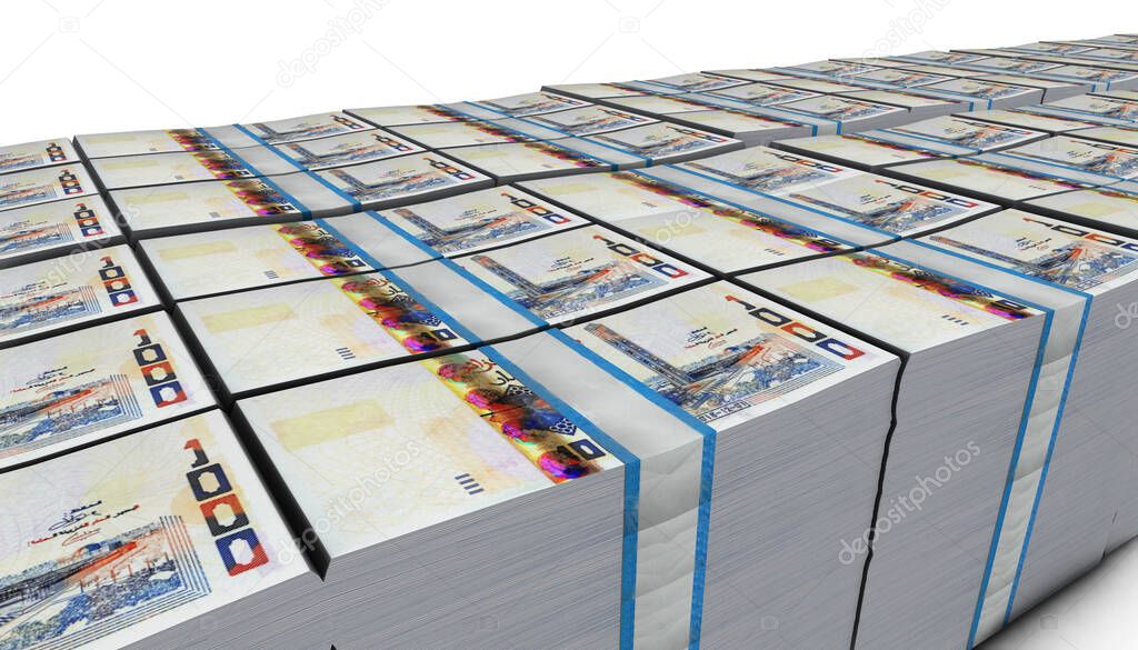 3D Illustration 1000 Dinars Algeriam money banknote