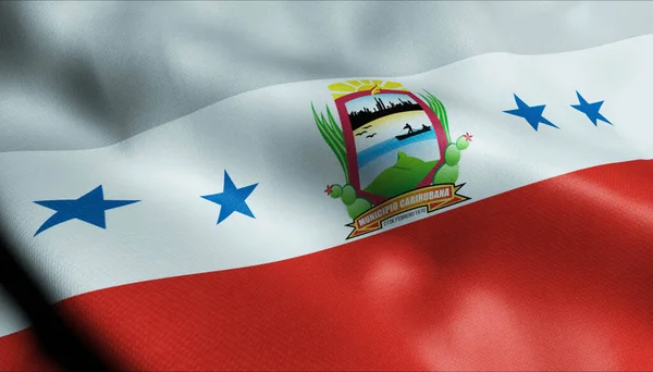 パントフィホの手を振るベネズエラの都市の旗の3Dイラスト — ストック写真
