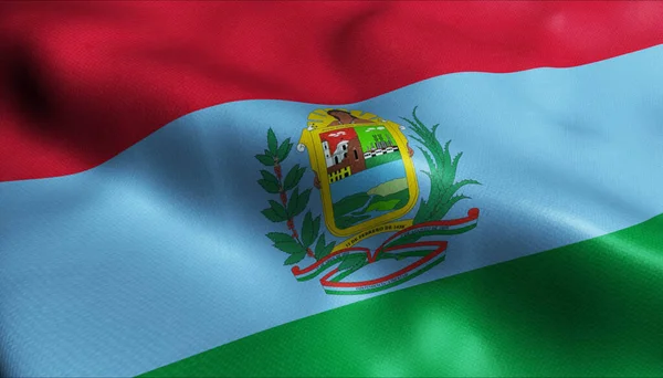 バルセロナの手を振ってベネズエラの都市の旗の3Dイラスト — ストック写真