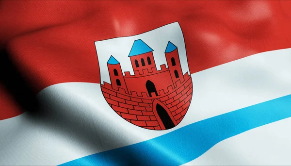 Ilustração Uma Cidade Polonesa Acenando Bandeira Nowe — Fotografia de Stock