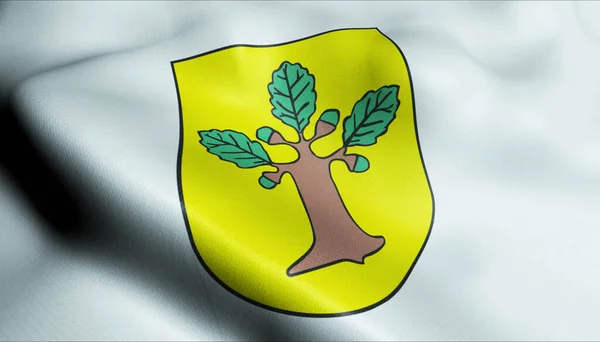 Ilustrasi Dari Melambaikan Bendera Kota Nowa Deba Polandia — Stok Foto