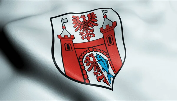 Ilustración Una Bandera Ciudad Moryn Ondeando Polonia — Foto de Stock