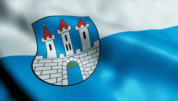Ilustracja Machającej Flagi Miasta Radkowa — Zdjęcie stockowe