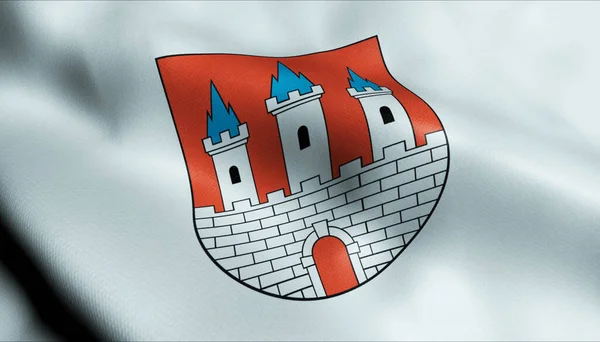 Illustration Drapeau Ville Rawa Mazowiecka Agitant Pologne — Photo