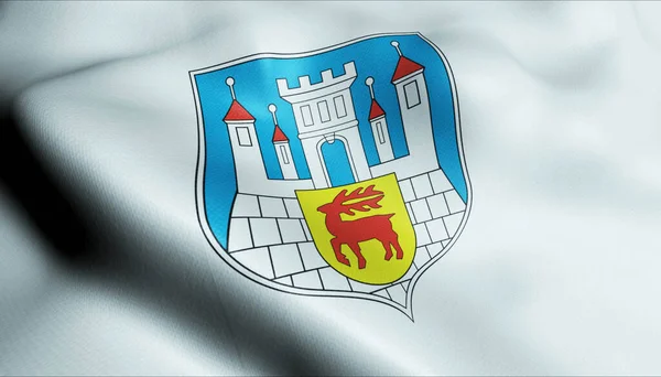 Ilustracja Machającej Flagi Miasta Przemkow — Zdjęcie stockowe