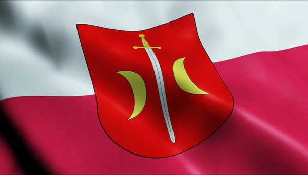 Illustration Waving Poland City Flag Terespol — Stock Photo, Image
