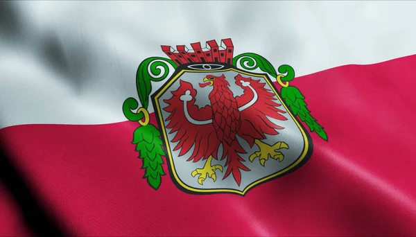 Illusztráció Egy Hullámzó Lengyelország Város Zászló Barlinek — Stock Fotó