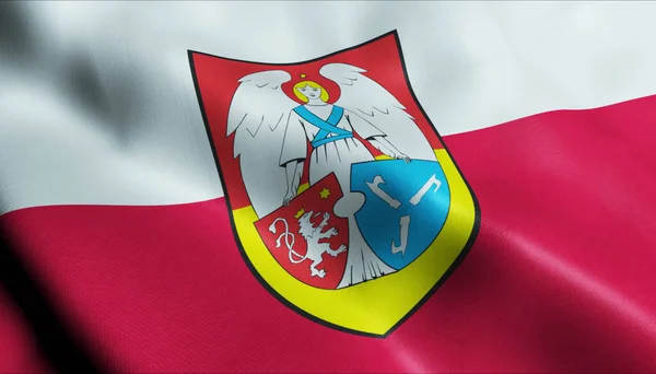 Ilustrace Vlnící Polské Městské Vlajky Glubczyce — Stock fotografie