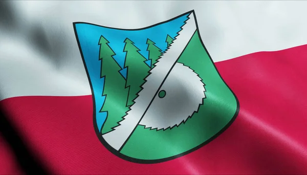 Illustratie Van Een Wapperende Poolse Stadsvlag Van Hajnowka — Stockfoto