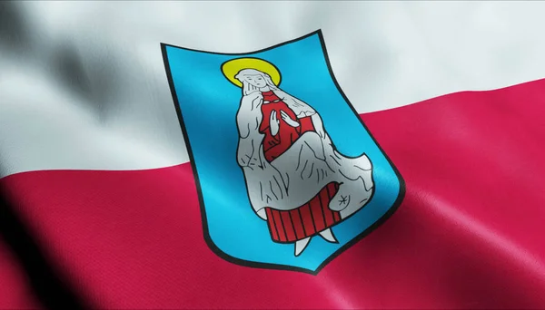 Illustration Waving Poland City Flag Janow Lubelski — Stock Photo, Image