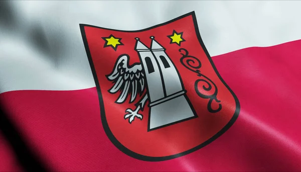 ポーランドの都市旗の3Dイラスト Krzepice — ストック写真
