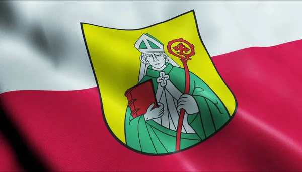 Ilustrace Vlnící Polské Městské Vlajky Lubomierz — Stock fotografie