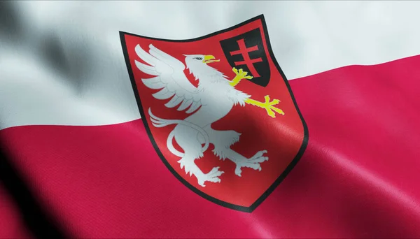 Illusztráció Egy Hullámzó Lengyel Város Zászlaját Miechow — Stock Fotó