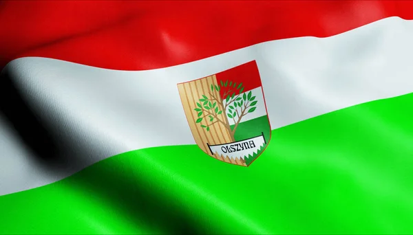 Ilustración Una Bandera Polonia Ondeando Ciudad Olszyna —  Fotos de Stock