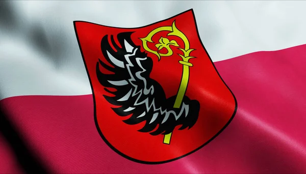 Illustration Waving Poland City Flag Wabrzezno — Stock Photo, Image