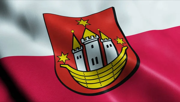 Illustrazione Una Bandiera Della Città Wasosz Sventolando Polonia — Foto Stock