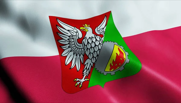 Illusztráció Egy Hullámzó Lengyelország Város Zászló Wolomin — Stock Fotó