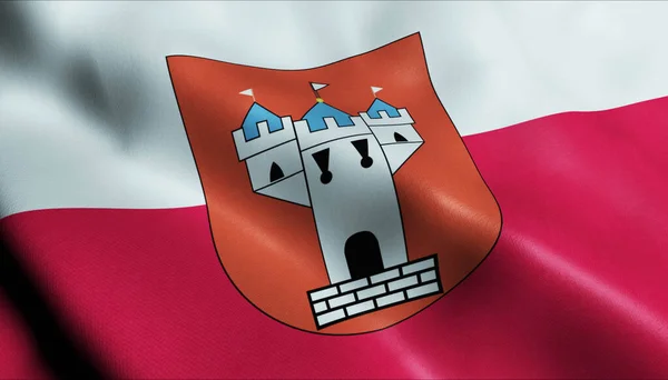 Illusztráció Egy Hullámzó Lengyelország Város Zászló Wolborz — Stock Fotó