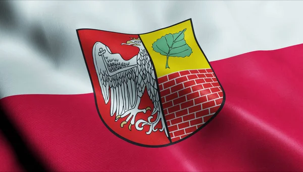 Illusztráció Egy Hullámzó Lengyelország Város Zászló Zabki — Stock Fotó