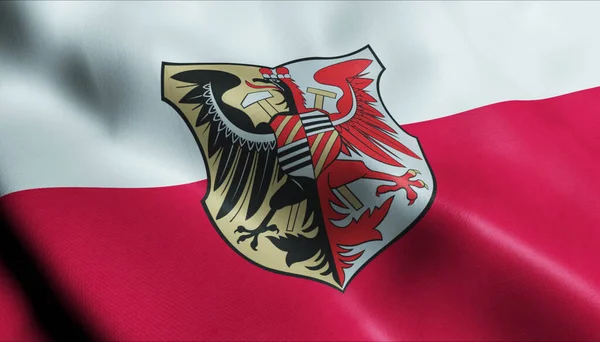 ポーランドの都市旗の3Dイラスト ズロティ ストック — ストック写真