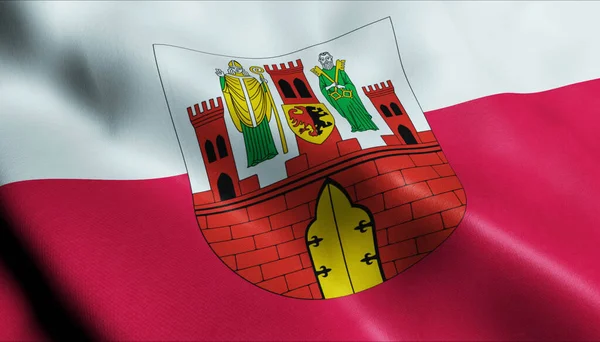 Illusztráció Egy Hullámzó Lengyelország Város Zászlaját Brzesc Kujawski — Stock Fotó