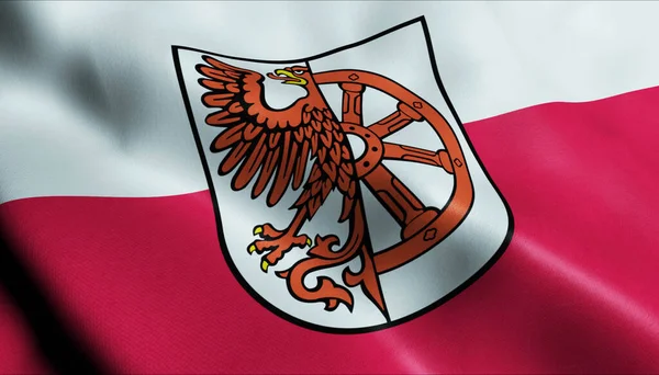 Иллюстрация Размахивающего Польским Флагом Города Кедыния — стоковое фото
