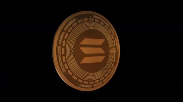 Вращение Solana Sol Cryptocurrency Coin Seamless Looping Animation — стоковое видео