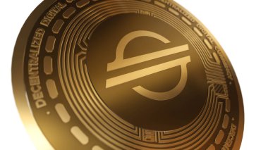 Yıldız XLM İşaretinin Altın Kriptosu Beyaz Arkaplanda İzole Edildi