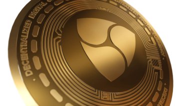Nem XEM İşaretinin Altın Kripto Birimi Beyaz Arkaplanda İzole Edildi