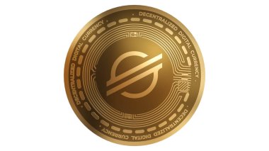 Beyaz Arkaplan üzerinde izole edilmiş 3B Altın Yıldız XLM Şifreleme İşareti