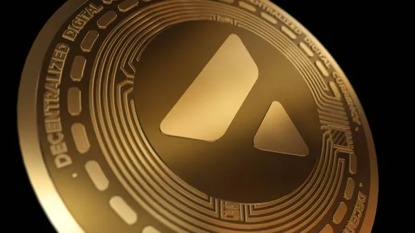 Arany Cryptocurrency Avalanche Avax Sign Izolált Fehér Háttér — Stock Fotó