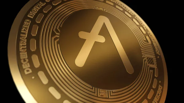 Golden Cryptocurrency Aave Sign Elszigetelt Fehér Háttér — Stock Fotó